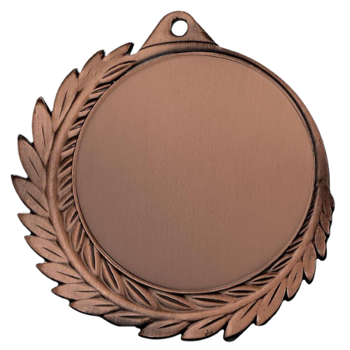 Brązowy medal sportowy MMC7010/B – duży okrągły medal śr. 7 cm z miejscem na emblemat i wieńcem laurowym. Idealna nagroda na zawody sportowe, turnieje szkolne i klubowe.