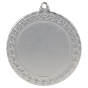 Srebrny medal sportowy MMC2072/S – duży okrągły medal śr. 7 cm z miejscem na emblemat i plecionym wzorem. Idealna nagroda na zawody sportowe, turnieje szkolne i klubowe.