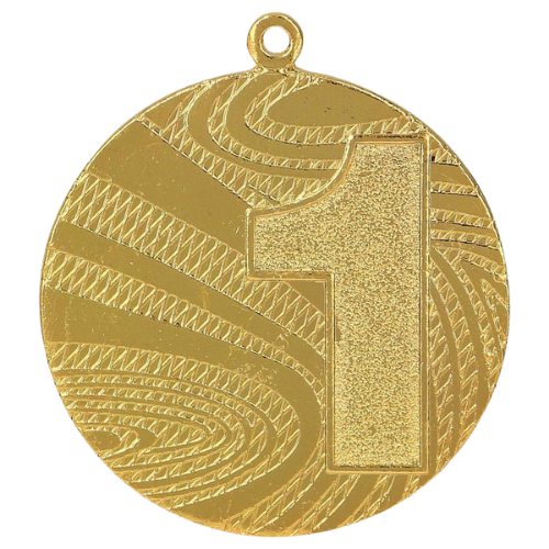 Złoty medal sportowy MMC6040/G – miejsce 1 – okrągły medal śr. 4 cm z numerem 1. Gotowa nagroda na zawody sportowe i turnieje szkolne.