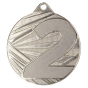 Srebrny medal sportowy ME005/S – miejsce 2 – okrągły medal śr. 5 cm z numerem 2. Gotowa nagroda na zawody sportowe i turnieje szkolne.