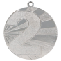 Srebrny medal sportowy MMC7071/S – miejsce 2 – duży okrągły medal śr. 7 cm z numerem 2 i wzorem promieni. Gotowa nagroda na zawody sportowe i turnieje szkolne.