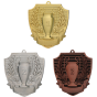 Medale sportowe MD8056 – złoto, srebro, brąz – metalowe medale z pucharem i wieńcem laurowym, śr. 7 cm. Dostępne na miejsca I, II i III. Idealne nagrody na zawody i turnieje.