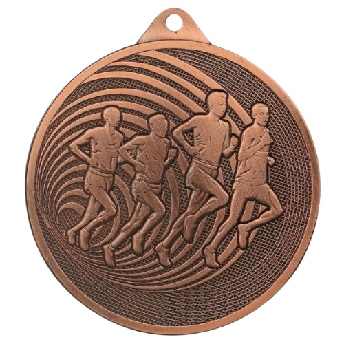 Brązowy medal dla biegacza MMC3071/B – duży okrągły medal śr. 7 cm z reliefem grupy biegaczy. Idealna nagroda na maraton, bieg uliczny i zawody lekkoatletyczne.