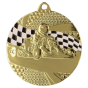 Złoty medal motosportowy MMC8350/G – okrągły medal śr. 5 cm z motywem gokarta i flagi szachownicy. Idealna nagroda na zawody kartingowe i wyścigi.