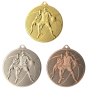 Medale koszykarskie złoty srebrny brązowy MMC40050 – okrągłe medale śr. 5 cm z motywem koszykarza. Idealna nagroda na turniej koszykówki, ligę szkolną i zawody klubowe.
