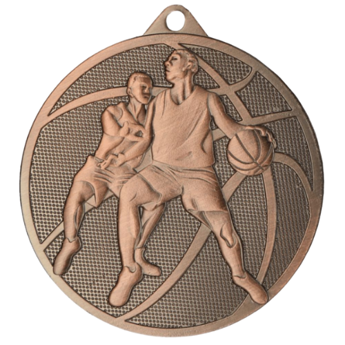 Brązowy medal koszykówka MMC40050/B – okrągły medal śr. 5 cm z motywem koszykarza. Idealna nagroda na turniej koszykówki i ligę szkolną.