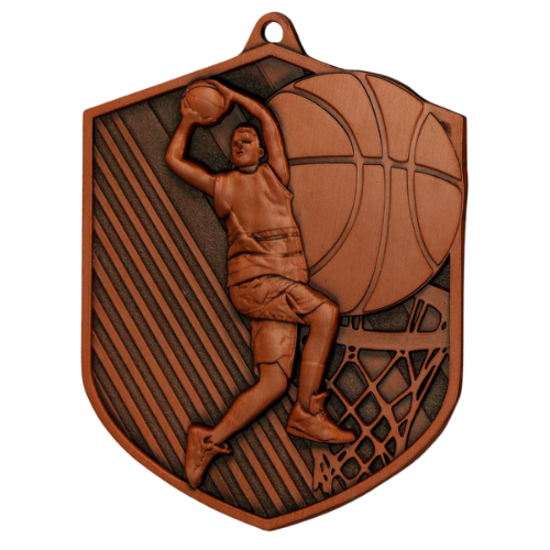 Brązowy medal koszykówka MD8048/B – odlewany medal 7,9×6,4 cm z reliefem koszykarza i siatki. Idealna nagroda na turniej koszykówki i ligę szkolną.