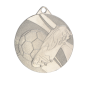 Srebrny medal piłka nożna ME5003/S – stalowy medal z motywem piłki i zawodnika. Idealna nagroda na turniej piłki nożnej i ligę szkolną.
