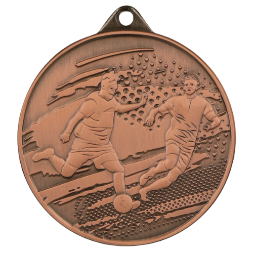 Brązowy medal piłka nożna MMC1150/B – okrągły medal śr. 5 cm z motywem piłkarza w akcji. Idealna nagroda na turniej piłki nożnej i ligę szkolną.