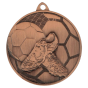 Brązowy medal piłka nożna MMC28050/B – okrągły medal śr. 5 cm z motywem piłkarza na tle siatki piłki. Idealna nagroda na turniej piłki nożnej i ligę szkolną.