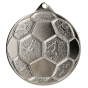 Srebrny medal piłka nożna MMC8850/S – okrągły medal śr. 5 cm z motywem piłki nożnej. Wykonany z metalu, grubość 2 mm. Idealna nagroda na turniej piłki nożnej i ligę szkolną.