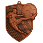 Brązowy medal piłka nożna MD8049/B – medal w kształcie tarczy 78x67 mm z motywem piłkarza kopiącego piłkę. Wykonany z metalu, grubość 3 mm. Idealna nagroda na turniej piłki nożnej i ligę szkolną.