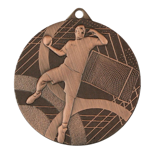 Brązowy medal piłka ręczna MMC39050/B – okrągły medal śr. 5 cm z motywem bramkarza. Wykonany z metalu, grubość 2 mm. Idealna nagroda na turniej piłki ręcznej i ligę szkolną.