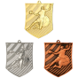 Medale odlewane piłka ręczna złoty srebrny brązowy MD8051 – odlewane medale w kształcie tarczy 78x65 mm z motywem zawodnika rzucającego piłkę. Wykonane z metalu. Idealna nagroda na turniej piłki ręcznej, ligę szkolną i zawody klubowe.