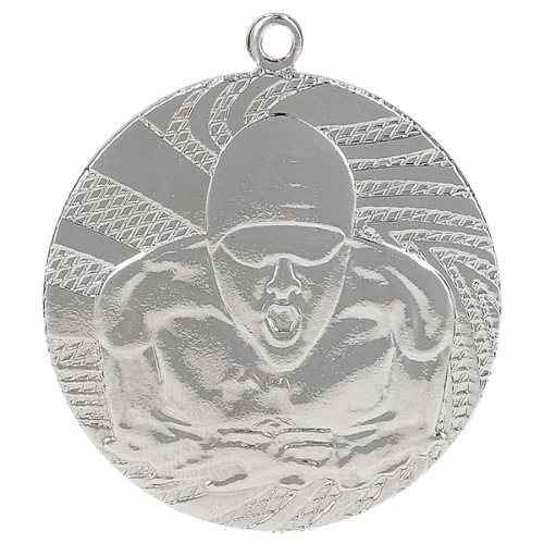 Srebrny medal pływanie MMC1640/S – okrągły medal śr. 4 cm z motywem pływaka. Wykonany z metalu, grubość 2 mm. Idealna nagroda na zawody pływackie i ligę szkolną.