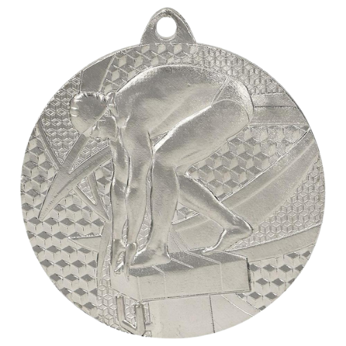 Srebrny medal pływanie MMC7450/S – okrągły medal śr. 5 cm z motywem pływaka na starcie. Wykonany z metalu, grubość 2 mm. Idealna nagroda na zawody pływackie i ligę szkolną.