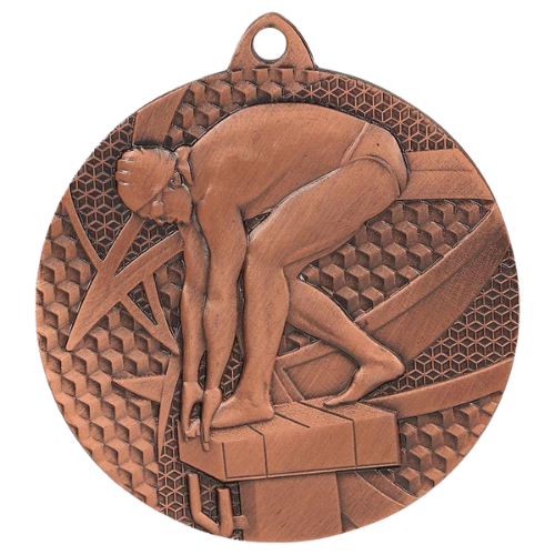 Brązowy medal pływanie MMC7450/B – okrągły medal śr. 5 cm z motywem pływaka na starcie. Wykonany z metalu, grubość 2 mm. Idealna nagroda na zawody pływackie i ligę szkolną.