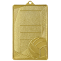 Złoty medal siatkówka MMC7245/G – prostokątny medal 70x45 mm z motywem boiska i piłki siatkowej. Wykonany z metalu, grubość 2 mm. Idealna nagroda na turniej siatkówki i ligę szkolną.
