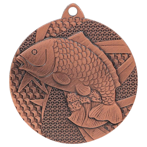 Brązowy medal wędkarstwo MMC7950/B – okrągły medal śr. 5 cm z motywem ryby. Wykonany z metalu, grubość 2 mm. Idealna nagroda na zawody wędkarskie i turnieje klubowe.