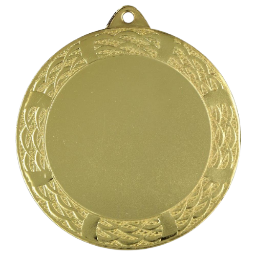 Złoty medal ME0270/G – okrągły medal śr. 7 cm z miejscem na emblemat śr. 50 mm. Wykonany z metalu, grubość 2 mm. Uniwersalna nagroda na zawody sportowe i turnieje szkolne.