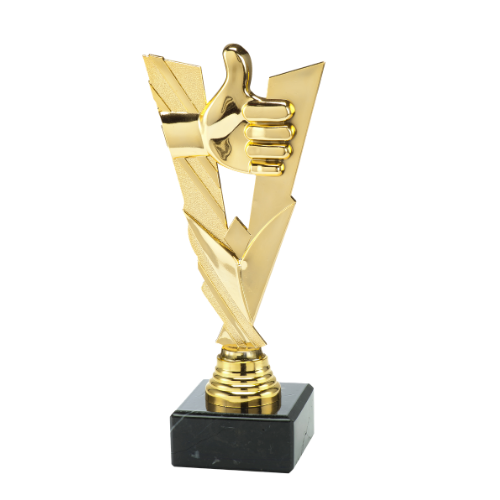 Statuetka gratulacyjna ST.198.01.A – złota statuetka z uniesionym kciukiem, na czarnej podstawie marmurowej. Wysokość 210 mm. Idealna nagroda za sukcesy, osiągnięcia i wyróżnienia.