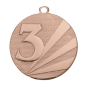 Medal brązowy D112G.03 – metalowy medal śr. 50 mm z wytłoczoną cyfrą „3" i promienistym tłem. Pole na grawer śr. 46 mm z tyłu. Idealny na trzecie miejsce w zawodach sportowych i turniejach.
