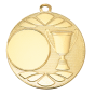 Medal złoty DI5003.01 – metalowy medal śr. 50 mm z wytłoczonym pucharem. Miejsce na emblemat śr. 25 mm z przodu oraz pole na grawer śr. 46 mm z tyłu. Idealny na pierwsze miejsce, zawody sportowe i turnieje.