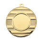 Medal złoty ME.071.01.C – metalowy medal śr. 50 mm z wzorem poziomych pasów. Miejsce na emblemat śr. 25 mm z przodu oraz pole na grawer śr. 46 mm z tyłu. Idealny na pierwsze miejsce, zawody sportowe i turnieje.