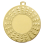 Medal złoty ME.107.01.C – metalowy medal śr. 50 mm z fakturowanym, gwiaździstym rantem. Miejsce na emblemat śr. 25 mm z przodu oraz pole na grawer śr. 46 mm z tyłu. Idealny na pierwsze miejsce, zawody sportowe i turnieje.