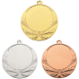 Medal D114 – klasyczny okrągły medal z motywem laurowym, wykonany z metalu. Miejsce na emblemat z przodu oraz pole na grawer z tyłu. Dostępny w trzech wersjach kolorystycznych: złotej, srebrnej i brązowej. Idealny na zawody sportowe i uroczystości.