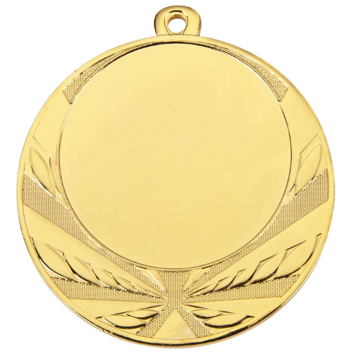 Medal złoty D114.01 – klasyczny okrągły medal z motywem laurowym, wykonany z metalu. Miejsce na emblemat z przodu oraz pole na grawer z tyłu. Idealny na pierwsze miejsce, zawody sportowe i uroczystości.