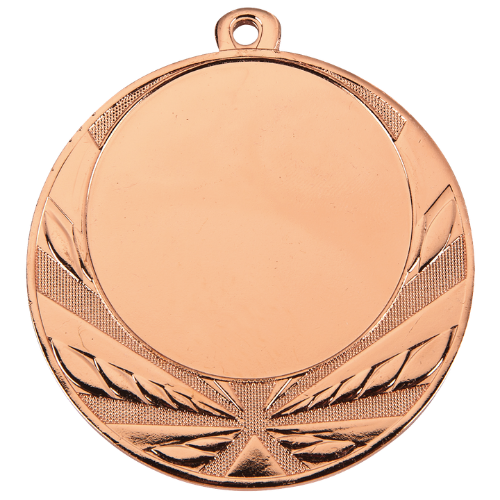 Medal brązowy D114.03 – klasyczny okrągły medal z motywem laurowym, wykonany z metalu. Miejsce na emblemat z przodu oraz pole na grawer z tyłu. Idealny na trzecie miejsce, zawody sportowe i uroczystości.