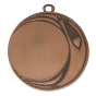 Medal brązowy DI7006.03 – nowoczesny okrągły medal z dynamicznym przeplatanym wzorem, wykonany z metalu. Miejsce na emblemat z przodu oraz pole na grawer z tyłu. Idealny na trzecie miejsce, zawody sportowe i uroczystości.