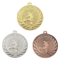 Medal DI5000.C – tematyczny medal piłkarski z reliefem piłkarza w wieńcu laurowym, wykonany z metalu. Pole na grawer z tyłu. Dostępny w wersji złotej, srebrnej i brązowej. Idealny na turnieje piłki nożnej, zawody sportowe i uroczystości.
