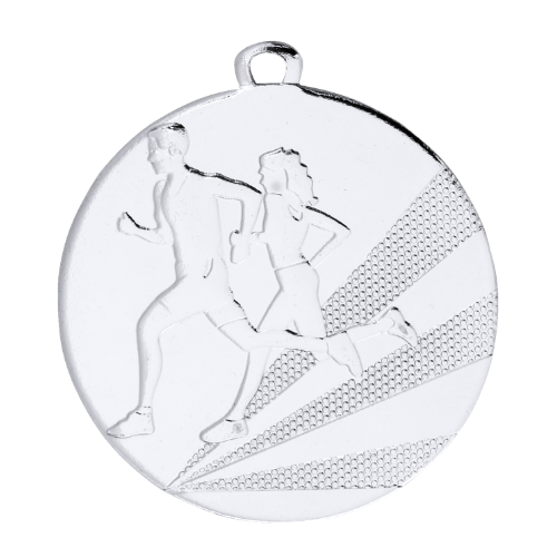 Medal srebrny D112B.02 – medal biegowy z wizerunkiem biegaczy, wykonany z metalu. Pole na grawer z tyłu. Idealny na drugie miejsce, biegi i zawody lekkoatletyczne.