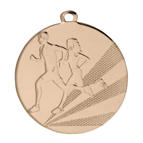 Medal brązowy D112B.03 – medal biegowy z wizerunkiem biegaczy, wykonany z metalu. Pole na grawer z tyłu. Idealny na trzecie miejsce, biegi i zawody lekkoatletyczne.