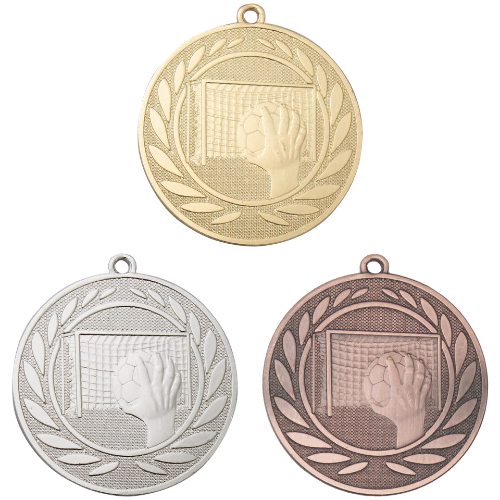 Medal DI5000.ZC – medal z motywem piłki ręcznej: dłoń z piłką i bramka w wieńcu laurowym, wykonany z metalu. Pole na grawer z tyłu. Dostępny w wersji złotej, srebrnej i brązowej. Idealny na zawody piłki ręcznej i uroczystości sportowe.
