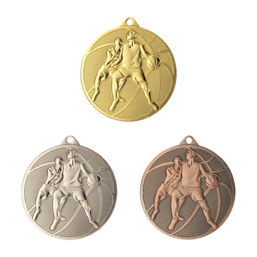 Medal koszykarski MMC40050 - złoty, srebrny i brązowy, 50 mm
