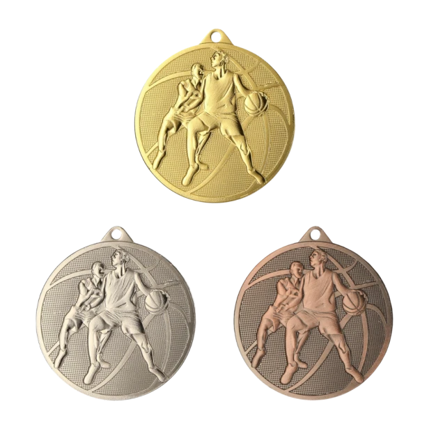 Medal koszykarski MMC40050 - złoty, srebrny i brązowy, 50 mm