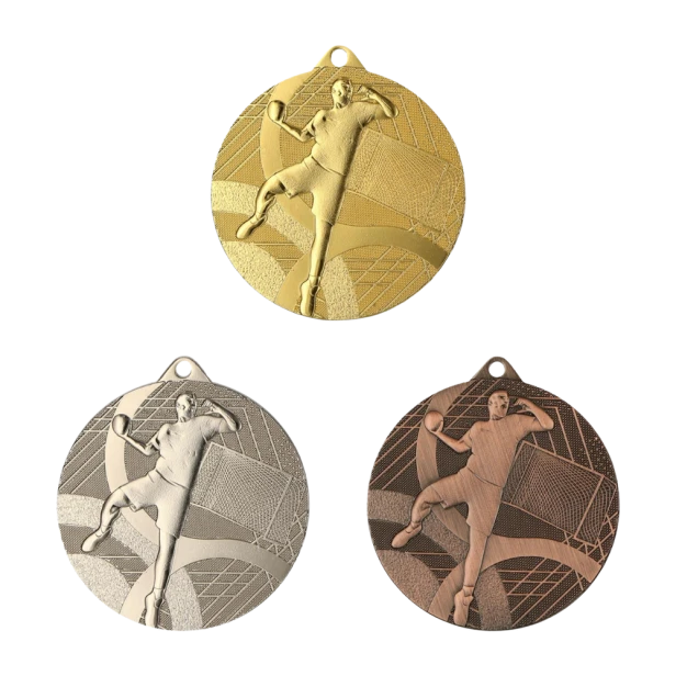 Medal do piłki ręcznej MMC39050 - złoty, srebrny i brązowy, 50 mm