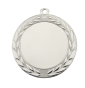 Medal srebrny ME.072.02.D – okrągły medal z wieńcem laurowym zdobiącym obrzeże, wykonany z metalu. Miejsce na emblemat z przodu oraz pole na grawer z tyłu. Idealny na drugie miejsce, zawody sportowe i uroczystości.
