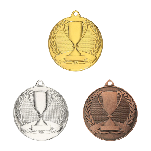 Medal uniwersalny MMC30050 z pucharem - złoty, srebrny i brązowy, 50 mm