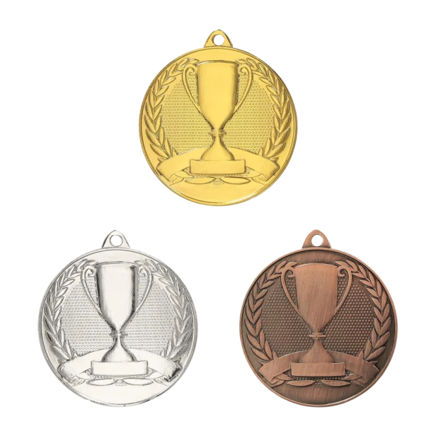 Medal uniwersalny MMC30050 z pucharem - złoty, srebrny i brązowy, 50 mm
