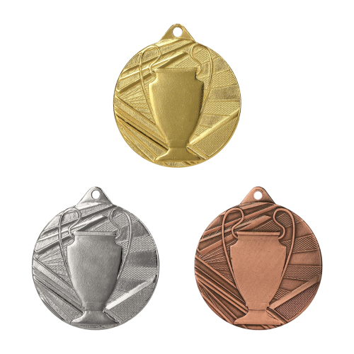 Medale ME007 50 mm z pucharem - złoty, srebrny i brązowy