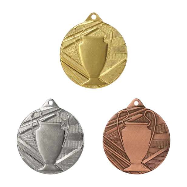 Medale ME007 50 mm z pucharem - złoty, srebrny i brązowy