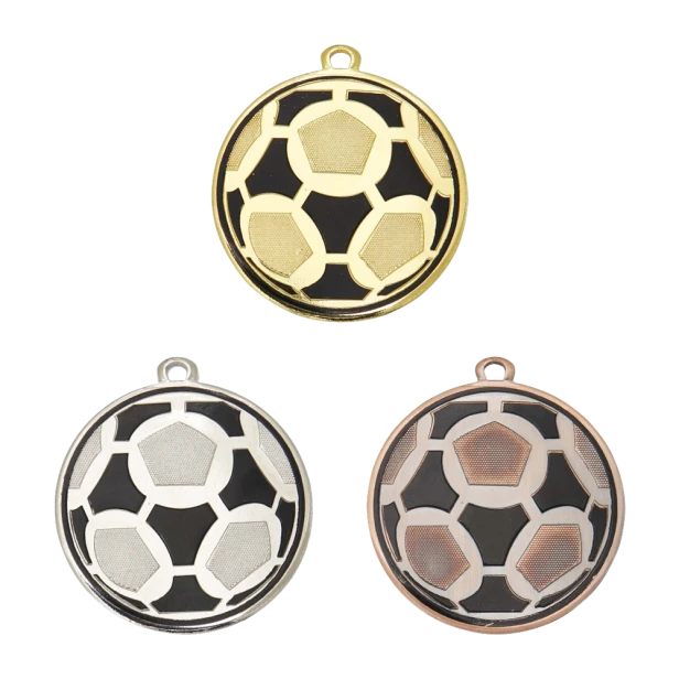 Medal DI5009 piłka nożna 50 mm - złoty, srebrny i brązowy