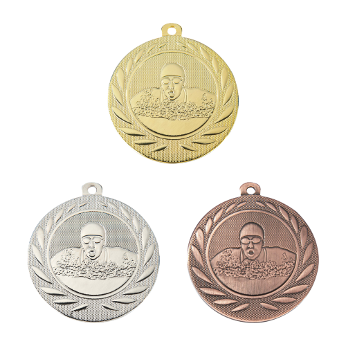 Medal DI5000.H złoty, srebrny i brązowy - pływanie 50 mm