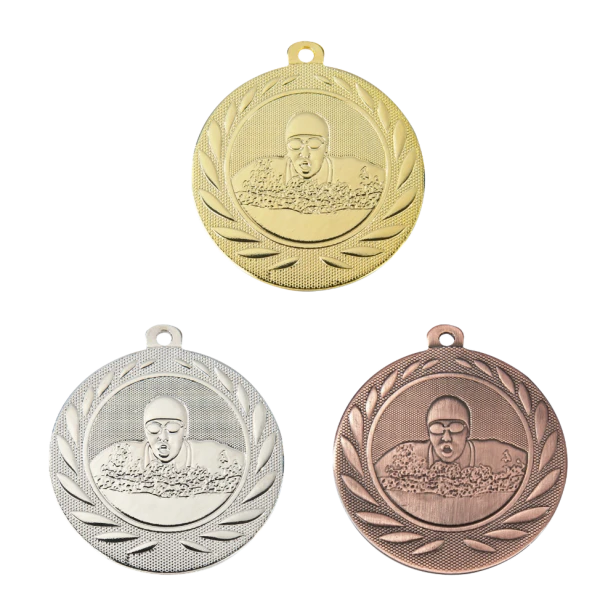 Medal DI5000.H złoty, srebrny i brązowy - pływanie 50 mm