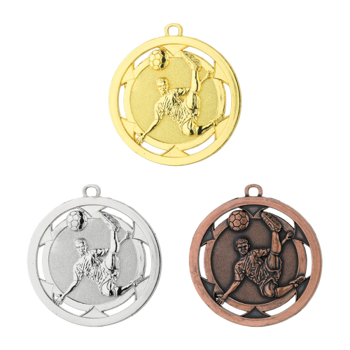 Medal D4A piłka nożna 50 mm - złoty, srebrny i brązowy