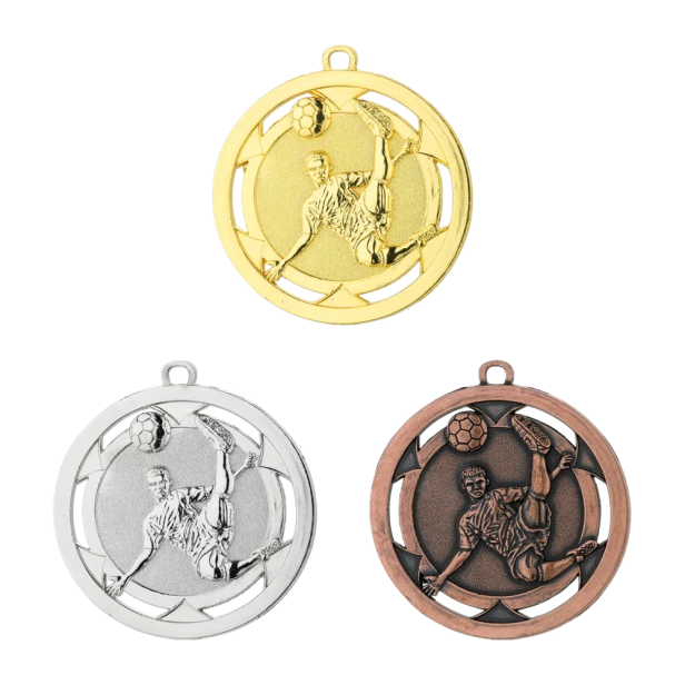 Medal D4A piłka nożna 50 mm - złoty, srebrny i brązowy